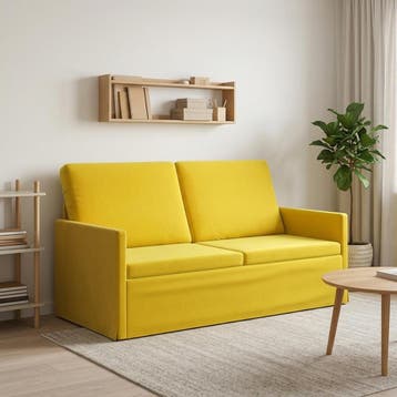 vidaXL 2-zits bank Geel 150 x 81 x 82 cm fluweel, Verzenden, Minder dan 150 cm, Metaal, Nieuw