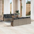 vidaXL Tuin Sofa Set met kussen met kussen 9 pcs Grijs en, Verzenden, Nieuw, Rotan