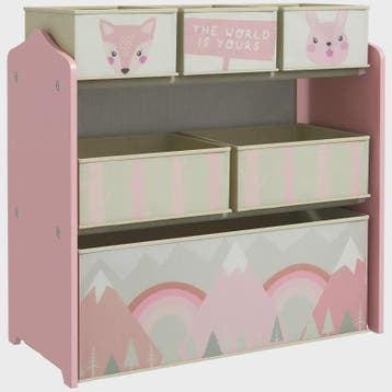 Roze Kinder Kledingkast met 6 Stoffen Opbergdozen - Schattig, Verzenden, Nieuw