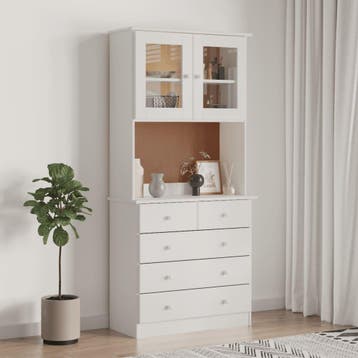 vidaXL buffetkast ALTA 77x35x165 cm massief grenenhout wit, Minder dan 50 cm, Verzenden, Nieuw, Minder dan 100 cm