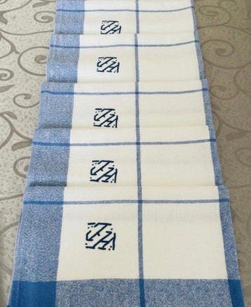 Servet (5) - 57 cm - 50 cm - 5 monogramde theedoeken, Antiek en Kunst