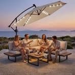 Parasol Artemis, 360° draaibaar, LED-solar, 3,5 x 3,5 m - be, Verzenden, Nieuw