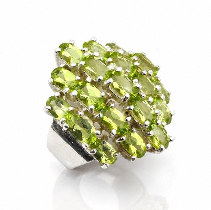 Zonder minimumprijs - Ring Zilver - Peridot (Gecertificeerd), Sieraden, Tassen en Uiterlijk, Ringen