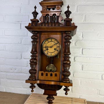 Wandklok - Junghans - Antiek Hout, Glas, Koper - 1880-1920, Antiek en Kunst, Antiek | Klokken