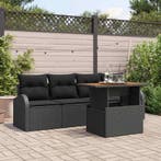 vidaXL Tuin Sofa Set met opslag 5 pcs Zwart Poly riet, Verzenden, Nieuw, Rotan