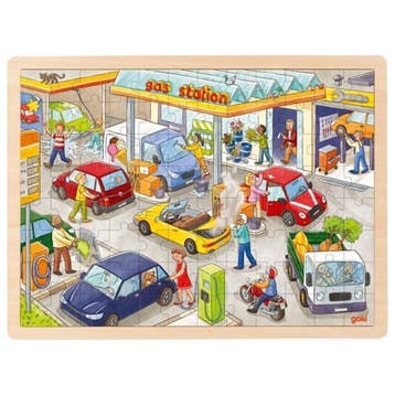 Goki houten legpuzzel tankstation - van €9,99 voor €5,00, Ophalen of Verzenden, Nieuw