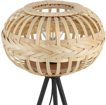 EGLO Amsfield 1 Tafellamp - E27 - 41 cm - Zwart/Hout, Huis en Inrichting, Ophalen of Verzenden, Zo goed als nieuw