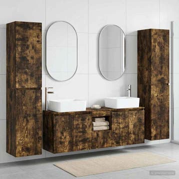 vidaXL Badkamermeubelset 5 st Gerookt eiken 33 x 34,5 x 160, Huis en Inrichting, Verzenden, Nieuw