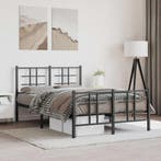 vidaXL Bedframe met hoofd- en voeteneinde metaal zwart, Huis en Inrichting, Slaapkamer | Bedden, Verzenden, Zwart, Nieuw, 190 cm of minder