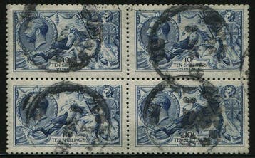 Groot-Brittannië 1915 - 10 shilling blue Seahorse DE LA RUE, Gestempeld