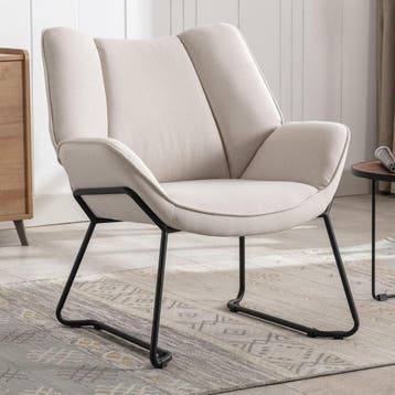 Fauteuil met armleuning - Relaxfauteuil - Relaxstoel - Beige, Verzenden, Zo goed als nieuw