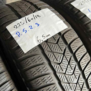 2 x Pirelli 225-60-18 Winterbanden 6,5mm, 18 inch, Gebruikt, Band(en), Personenwagen