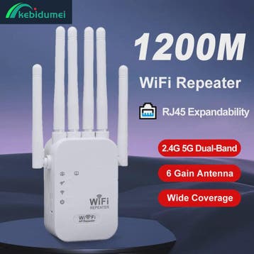 1200Mbps Dual-Band WiFi Repeater Extender - 5G/2.4G Signaal, Computers en Software, Verzenden, Nieuw