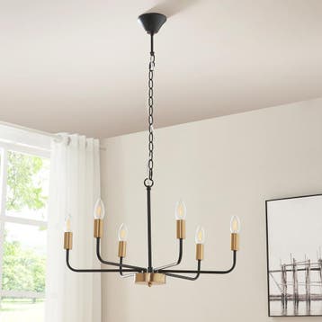 Kroonluchter Bishop 6-lichts 153x62x62 cm zwart en messing l, Verzenden, Nieuw