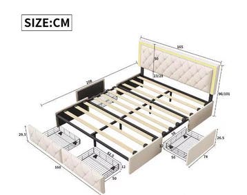 Stijlvol Kunstleer Tweepersoonsbed 140/160x200 cm Met Lades, Verzenden, Nieuw
