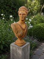 Beeld, Bust of Greek goddess - Artemis - 30 cm - Gietijzer, Antiek en Kunst