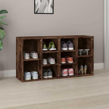 vidaXL Schoenenbank 103x30x55 cm bewerkt hout gerookt, Verzenden, Nieuw