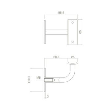 Intersteel Leuninghouder gebogen vierkant hol zadel - mat, Verzenden, Nieuw