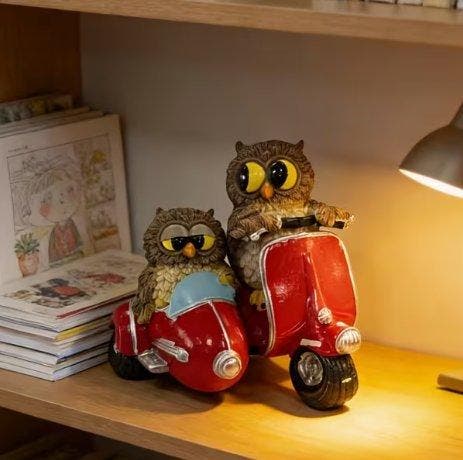Beeld, Biker Owls - 10 cm - Hars - 2026, Antiek en Kunst, Kunst | Designobjecten