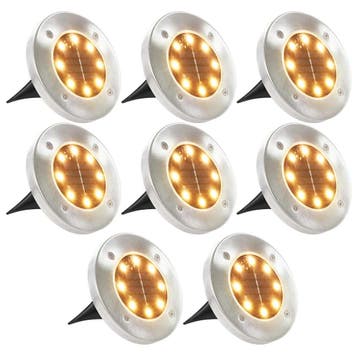 vidaXL Grondlampen 8 st solar LED warmwit, Zonne-energie, Kunststof, Verzenden, Nieuw