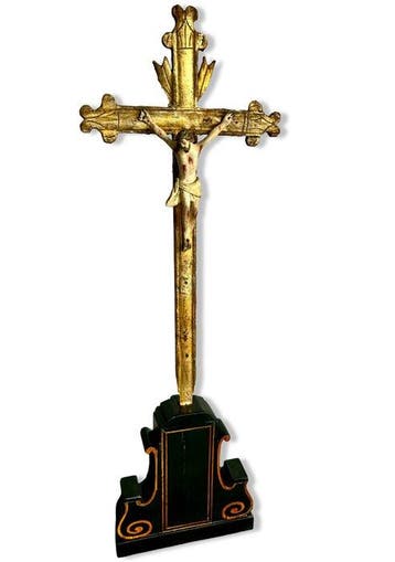 Crucifix - Hout, Papier-maché - 1800-1850 - Antiek