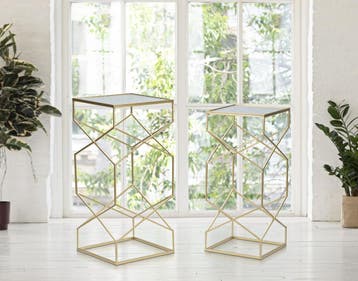 TAFEL GLASSY SET 2 STUKS CM 31,5X31,5X68-28X28X64 -, Ophalen of Verzenden, Nieuw