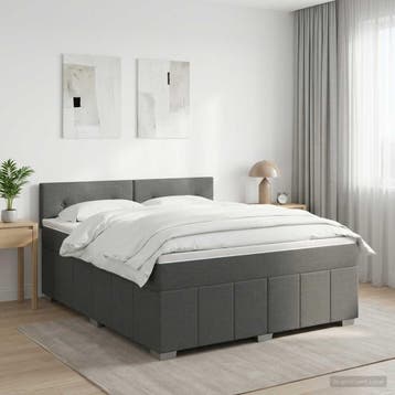 vidaXL Boxspringbed met matras Donkergrijs 160 x 200 cm Stof, Verzenden, Nieuw, Tweepersoons, Stof