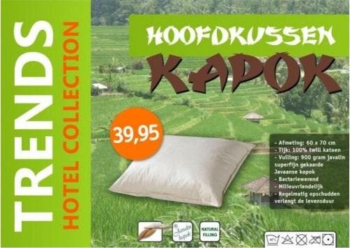 Hoofdkussen Java Kapok - diverse maten, Huis en Inrichting, Slaapkamer | Beddengoed, Nieuw, Verzenden