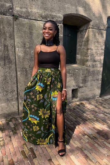 Afrikaanse print maxi rok - Donkergroen & Geel Botanical Flo, Ophalen of Verzenden, Nieuw