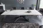 Uitschuifbare eettafel EUPHORIA 180-220-260cm marmer wit, Ophalen of Verzenden, Nieuw