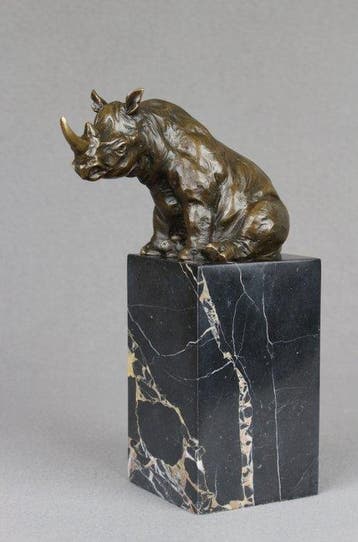 Milo (1910-1978) - sculptuur, Resting Rhinoceros - 22 cm -