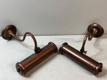 Standaard (2) - Set van 2 Vintage Messing Schilderij Lampen, Antiek en Kunst