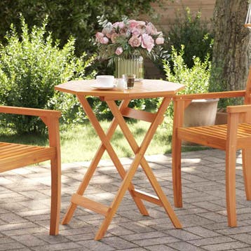 vidaXL Tuintafel inklapbaar Ø70x75 cm massief acaciahout, Verzenden, Nieuw, Hout
