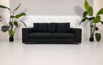 Minotti Hamilton Stoffen Bank Grijs Bank, Tweepersoons, Ophalen of Verzenden, Zo goed als nieuw, Rechte bank