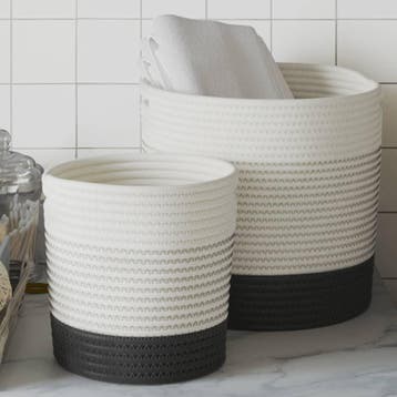 vidaXL Opbergmanden 2 st katoen wit en zwart, Huis en Inrichting, Verzenden, Nieuw