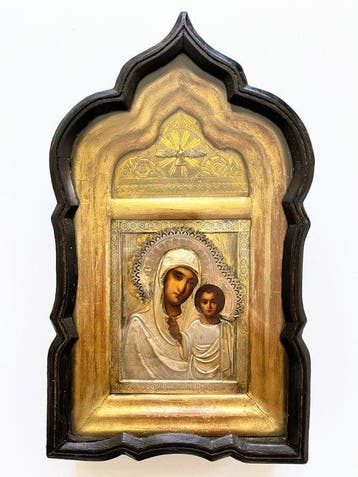Icoon - .875 (84 Zolotniki) zilver - Oud-Russische icoon