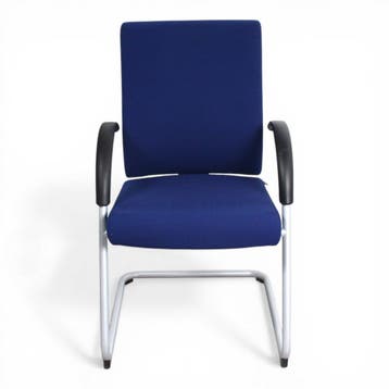 Dauphin vergaderstoel, slede, blauw-alu, Huis en Inrichting, Stoelen, Ophalen of Verzenden, Gebruikt, Blauw