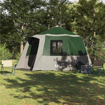 vidaXL Cabin Tent 12-Person 10-persoons Groen en Wit, Verzenden, Nieuw, Tot en met 2
