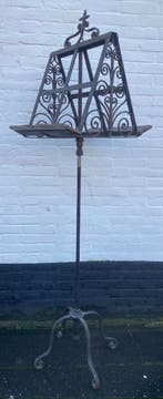 dubbele muziekstandaard boekenstandaard van metaal en hout, Ophalen of Verzenden