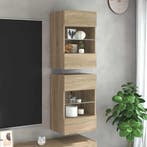 vidaXL Wandkasten met LED-verlichting voor tv 2 st, Huis en Inrichting, Kasten | Televisiemeubels, Verzenden, Nieuw, Overige houtsoorten