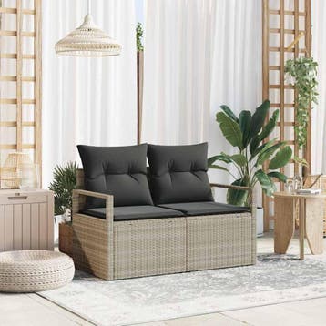 vidaXL Tuinbank met kussen 120 x 62 x 69 cm poly rattan, Tuin en Terras, Verzenden, Nieuw, Rotan