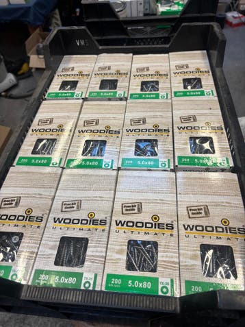 Woodies schroeven 5,0 x 80 RVS A2 partij of per doos TX25, Doe-het-zelf en Verbouw, 50 tot 100 mm, Schroeven, Nieuw, Ophalen of Verzenden