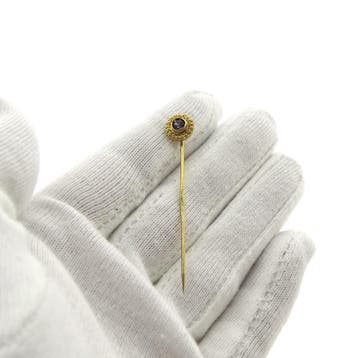 Gouden reversspeld met zirconia, Gebruikt, Ophalen of Verzenden, Met edelsteen, Goud