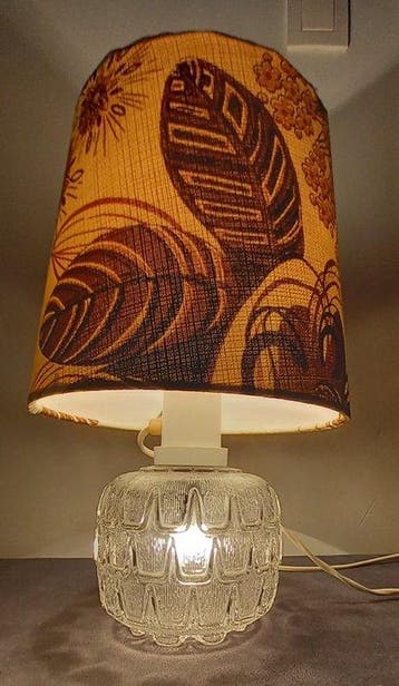 Tafellamp - Glas, Textiel - Vintage schemerlamp, Antiek en Kunst