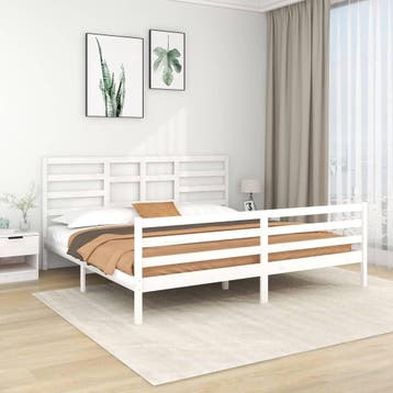 vidaXL Bedframe massief hout wit 200x200 cm, Verzenden, Wit, Overige maten, 200 cm