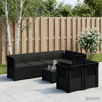 vidaXL 7-Persoons Tuinbank met Kussens Rieten Look PP, Verzenden, Nieuw