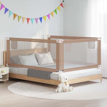 vidaXL Bedhekje peuter 200x25 cm stof taupe, Verzenden, Nieuw