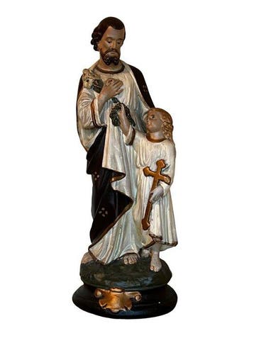 Figuur - Sint-Jozef met het kind Jezus - 45 cm - Gips