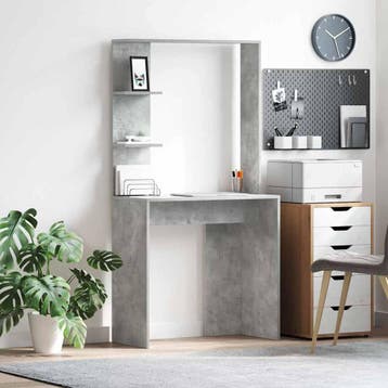 vidaXL Bureau Beton Grijs Bewerkt hout 78,5 x 37 x 154,5 cm, Verzenden, Nieuw
