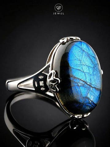 Ovale labradorietring - 925 sterlingzilver - Elegante